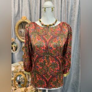 Paisley Print Women's Top with jewelry
